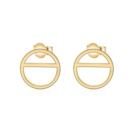 LADY SIMPLE GEOMETRIC SHAPE GOLD PLATED COPPER PARTY BIRTHDAY STUD EARRINGS (GOLDEN)