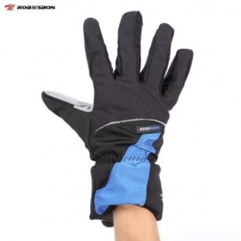 ROBESBON PAIRED WARM THICKEN WATER RESISTANT FULL FINGER GLOVE FOR OUTDOOR CYCLING (BLUE)
