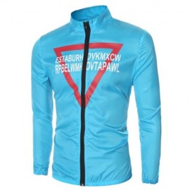 ULTRALIGHT INVERTED TRIANGLE PRINT MALE SUN PROTECTION OUTERWEAR (LAKE BLUE)