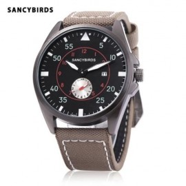 SANCYBIRDS FY964 MEN QUARTZ WATCH CANVAS BAND DATE DISPLAY WORKING SUB-DIAL WRISTWATCH (KH