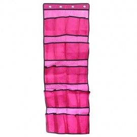 20 POCKETS NON-WOVEN DOOR SHOES HANGING STORAGE BAG WITH 4 HOOKS (ROSE RED)
