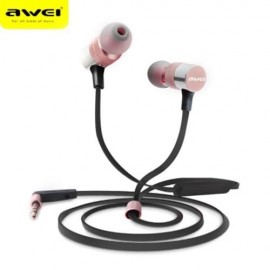 AWEI ES - 20TY 3.5MM PLUG FOLDABLE WIRED STEREO HIFI MUSIC EARPHONES HEADPHONES (ROSE GOLD