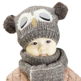 CUTE OWL POM-POM HAT WITH SCARF FOR CHILDREN (COFFEE)