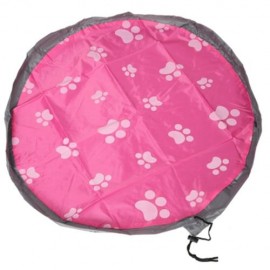 PORTABLE OXFORD FABRIC KID CHILDREN TOY ORGANIZER STORAGE BAG PLAY MAT (ROSE RED)