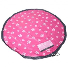 PORTABLE OXFORD FABRIC KID CHILDREN ROUND TOY ORGANIZER STORAGE BAG PLAY MAT (ROSE RED)