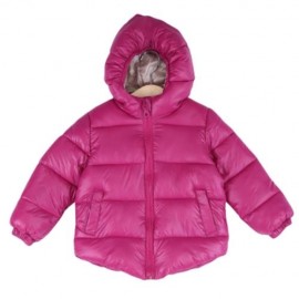 TRENDY HOODED ZIPPER POCKET DESIGN LONG SLEEVE PURE COLOR CHILDREN DOWN JACKET (ROSE RED)