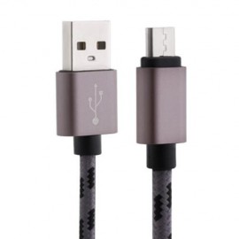 1M 2A MICRO USB INTERFACE SYNC CHARGING DATA BRAIDED CABLE FOR ANDROID (GRAY)