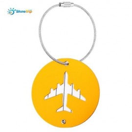 SHINETRIP 2PCS ALUMINUM ALLOY TRAVEL PLANE SHAPE SUITCASE NAME ADDRESS LABEL TAG (GOLDEN)