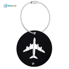 SHINETRIP 2PCS ALUMINUM ALLOY TRAVEL PLANE SHAPE SUITCASE NAME ADDRESS LABEL TAG (BLACK)
