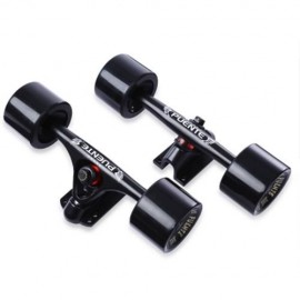 PUENTE 2PCS UNIVERSAL DURABLE MAGNESIUM ALLOY 7 INCH SKATEBOARD TRUCK WITH WHEEL (BLACK)