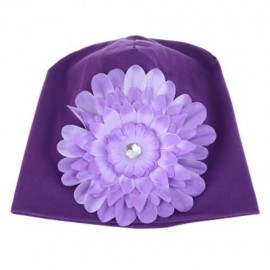 CUTE BABIES SOLID DOT PRINT FLOWERS COTTON PRINCESS HAT ELASTIC WARM HAIR CAP (PURPLE)
