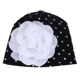 CUTE BABIES SOLID DOT PRINT FLOWERS COTTON PRINCESS HAT ELASTIC WARM HAIR CAP (BLACK)