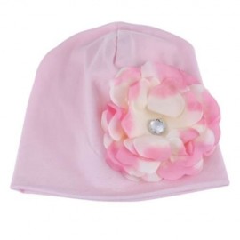 CUTE BABIES SOLID DOT PRINT FLOWERS COTTON PRINCESS HAT ELASTIC WARM HAIR CAP (PINK)
