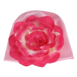 CUTE BABIES SOLID DOT PRINT FLOWERS COTTON PRINCESS HAT ELASTIC WARM HAIR CAP (DEEP PINK)