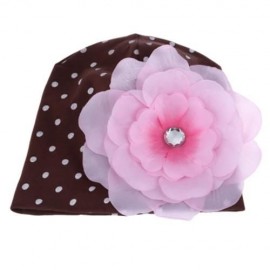 CUTE BABIES SOLID DOT PRINT FLOWERS COTTON PRINCESS HAT ELASTIC WARM HAIR CAP (COFFEE)