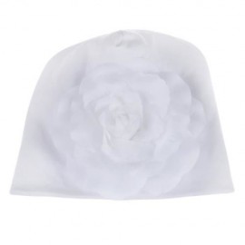CUTE BABIES SOLID DOT PRINT FLOWERS COTTON PRINCESS HAT ELASTIC WARM HAIR CAP (WHITE)