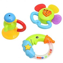 3PCS BABY COLORFUL HAND SHAKE BELL RING RATTLE FEEDER EDUCATIONAL TOY (#2)