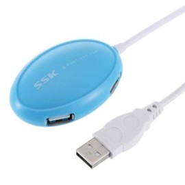SSK PORTABLE 4-PORT HUB USB 2.0 CONVERTER ADAPTER (LAKE BLUE)