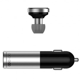 COOWOO WIRELESS BLUETOOTH V4.0 CAR CHARGER HANDS-FREE EARPHONE HEADSET (SILVER AND BLACK)