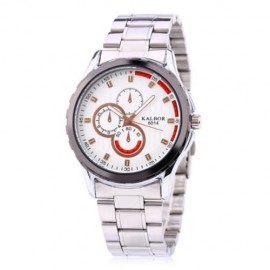 KALBOR 6014 BUSINESS MALE QUARTZ WATCH DECORATIVE SUB-DIAL WRISTBAND (WHITE AND GOLDEN)