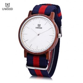 UWOOD UW - 1006 MALE WOODEN QUARTZ WATCH JAPAN MOVT NYLON BAND WOODEN CASE WRISTWATCH (#3)
