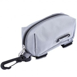 PETHING DOG POOP PICK-UP BAG HOLDER CARRIER POUCH OUTDOOR WITH CARABINER HOOK (GRAY)