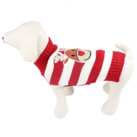 CARTOON CHRISTMAS DEER PATTERN MEDIUM LARGE PET DOG COTTON COAT CLOTHES (RED WITH WHITE)
