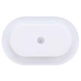 WHITE PLATE LED HUMAN BODY INDUCTION NIGHT LIGHT MOTION SENSOR BEDROOM LAMP (WHITE)