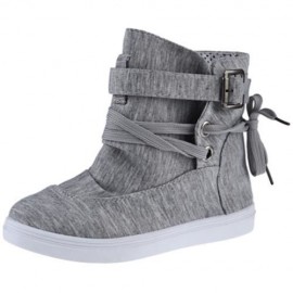 CASUAL PURE COLOR LACE UP LADIES DUNK HIGH CANVAS SHOES (GRAY)