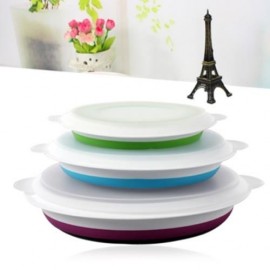 3PCS SUMSHUN COLLAPSIBLE SEALED STORAGE BOWLS FOR TRAVELING (COLORMIX)