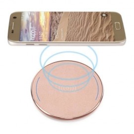 UNIVERSAL PORTABLE QI WIRELESS CHARGER PC FROSTED PANEL ROUND SHAPE (PINK CHAMPAGNE)