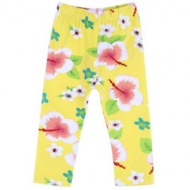 INFANT BABY GIRL CHILD PRINT ELASTIC LONG PANTS LEGGINGS (YELLOW)