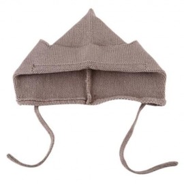 LOVELY PURE COLOR TIE EAR BABY KNITTED BABY HAT (COFFEE)