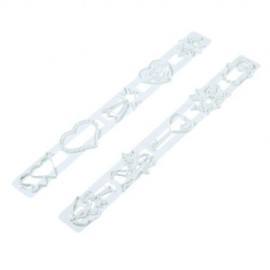 2PCS FONDANT LOVE HEART CAKE COOKIE MOLD DECORATING CUTTER (WHITE)