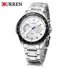 CURREN 8020 MEN QUARTZ WATCH DECORATIVE SUB-DIAL LUMINOUS 3ATM WRISTWATCH (SILVER AND WHIT