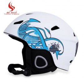 BENICE SKIING HELMET WITH INNER ADJUSTABLE BUCKLE LINER CUSHION LAYER (WHITE)