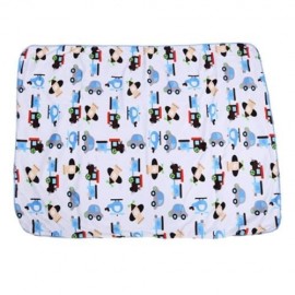COMFORTABLE SOFT BABY CHILD CARTOON CAR PRINT DOUBLE LAYERS COVER HOLD BLANKET (BLUE)