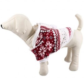 WARM CORAL FLEECE PET DOG CLOTHES COZY SNOWFLAKE PUPPY COAT (RED)