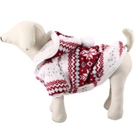 WARM CORAL FLEECE PET DOG CLOTHES COZY SNOWFLAKE PUPPY COAT (CLARET)