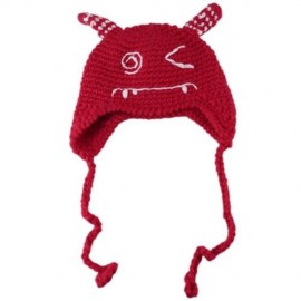 CUTE KID CARTOON KNITTING LACING WOOL HAT (RED)