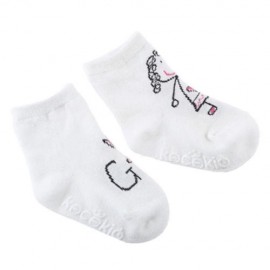 CUTE UNISEX CHILD FIGURE LETTER PRINT SKID RESISTANT ASYMMETRICAL SOCKS (PINK)