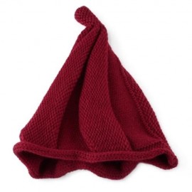 TRENDY TWISTED CHILD UNISEX WOOL KNITTING POINTED HAT (WINE RED)