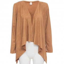 SIMPLE COLLARLESS LONG SLEEVE PURE COLOR ASYMMETRICAL CARDIGAN FOR LADIES