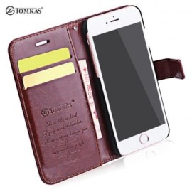 TOMKAS CRAZY HORSE SERIES WALLET FULL BODY COVER FOR IPHONE 7 (BROWN)