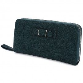 GUAPABIEN BOWKNOT EMBELLISHMENT LICHEE PATTERN HORIZONTAL ZIPPER WALLET FOR LADY