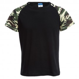ROUND COLLAR SHORT SLEEVE CAMOUFLAGE COTTON BLEND CASUAL T-SHIRT FOR MEN