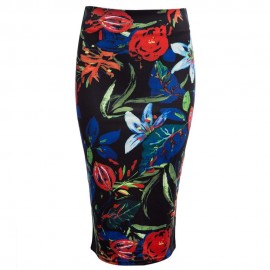 VINTAGE HIGH WAIST FLORAL BODYCON MIDI SKIRT FOR WOMEN