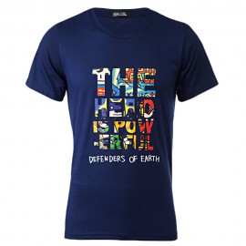 TRENDY ROUND COLLAR SHORT SLEEVE LETTER PRINT T-SHIRT FOR MEN