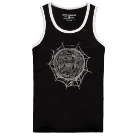 METAL!COMMUNE TRENDY SCOOP COLLAR COLOR BLOCK ANIMAL PRINT COTTON BLEND TANK TOP FOR MEN