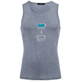 REFRESHING ROUND COLLAR CARTOON PRINT CANDY COLOR TANK TOP FOR MEN